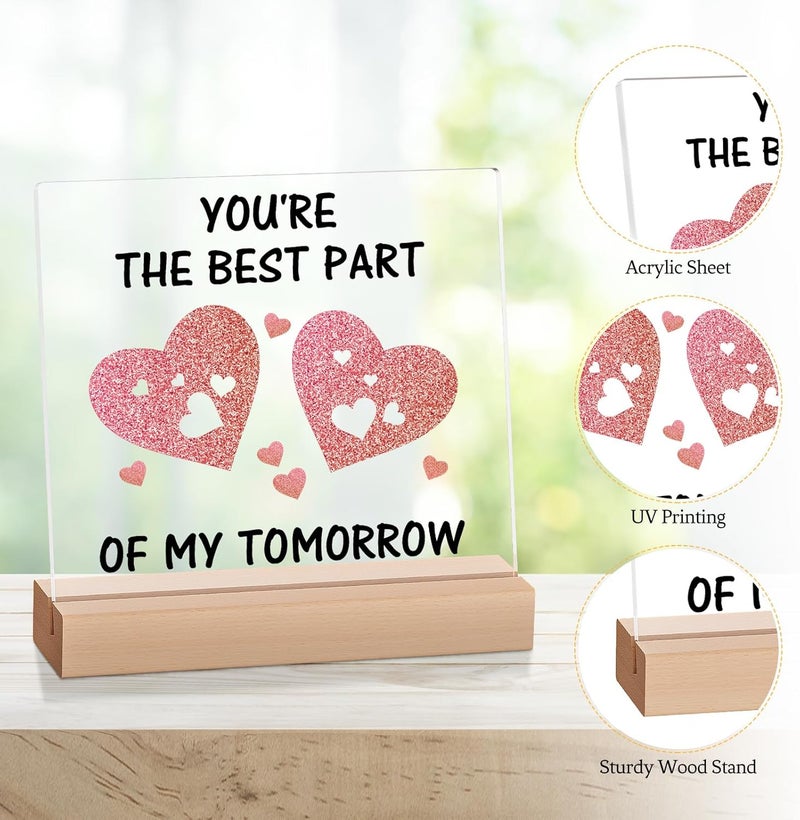 Funnli Anniversary Wedding Gifts for Him Her Boyfriend Girlfriend Acrylic Plaque, I Love You Romantic Gift, Birthday Christmas Valentine Day Gifts for Women Men Wife Husband - Image 4